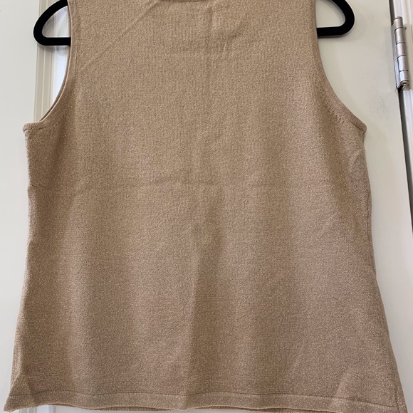 Gold sparkle sweater set with tank top and button-down cardigan- size petite L - Picture 3 of 6